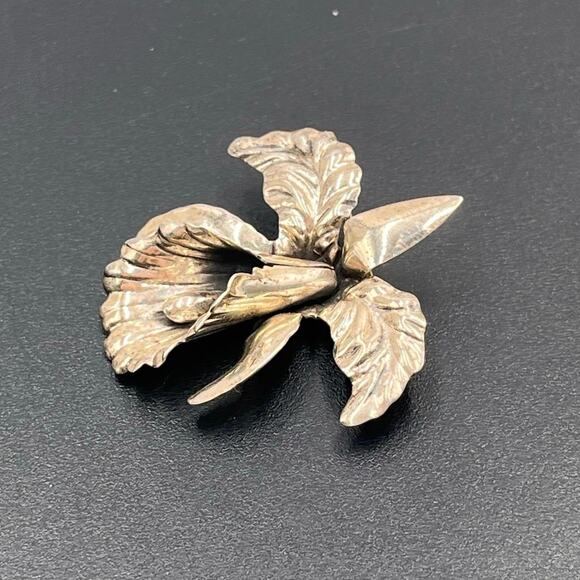 BEAU Vintage Sterling Silver
925 Iris Flower Brooch - Picture 1 of 7